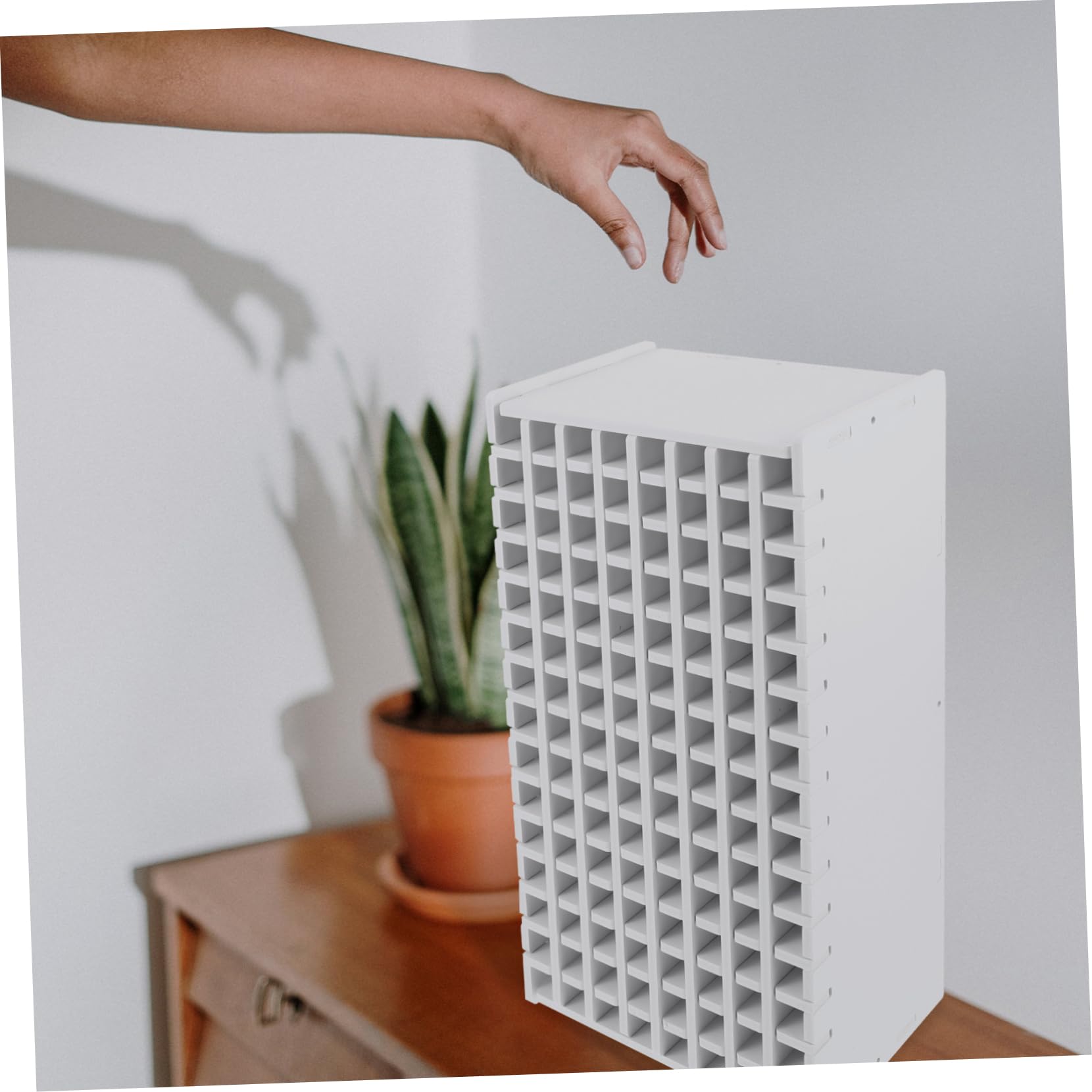 Organizzatore da Scrivania in Legno Bianco Compartimenti per Penne, per Decorazioni Scuola e Ufficio, Robusto e Funzionale per Tavolo Ufficio