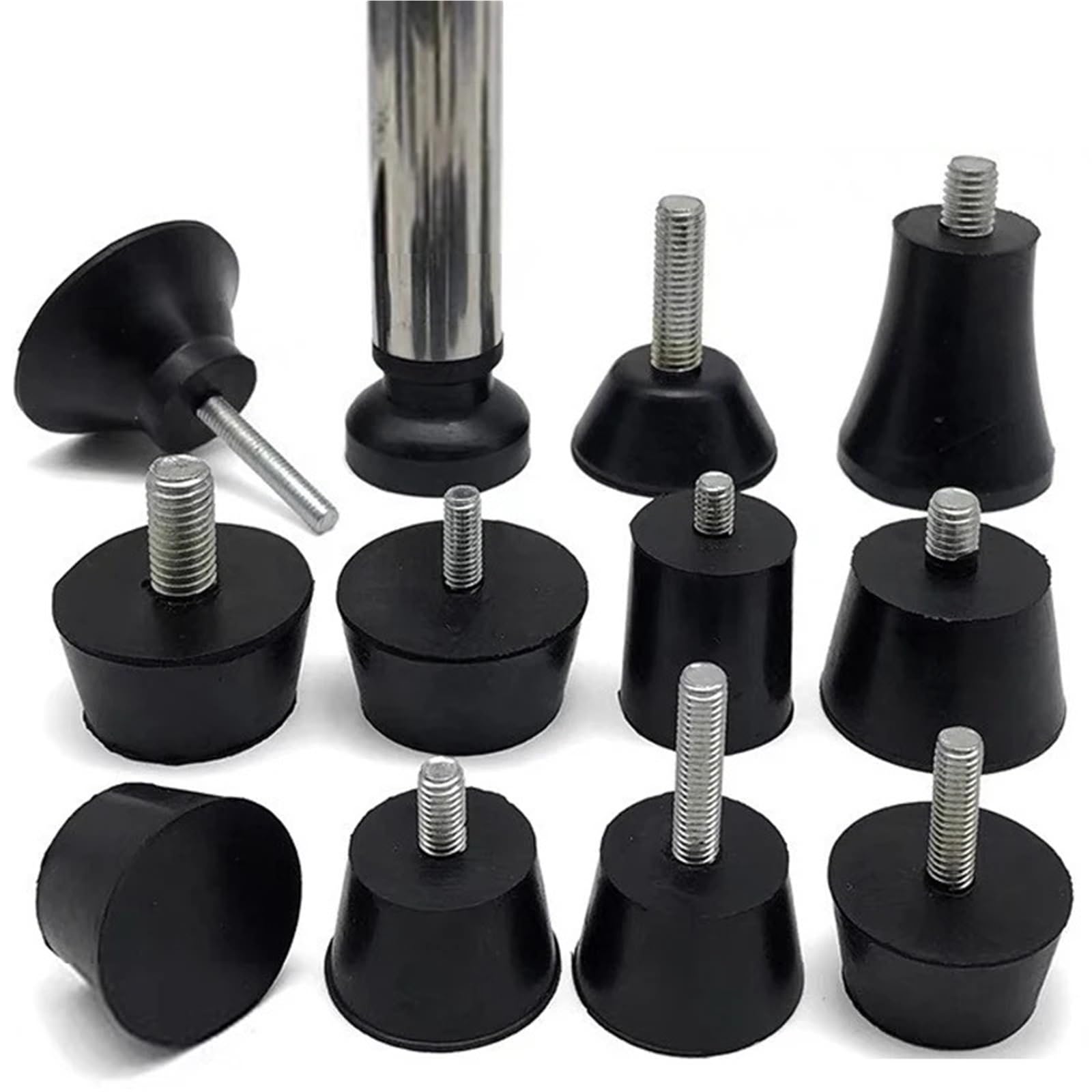 leveling feet, 40Pcs M6 M8 Adjustable Feet Pad with Screw Black Anti-Slip Shock-Absorbing Rubber Leveling Foot Pads Furniture Chair Leg Mat(M6x15x16x10mm)