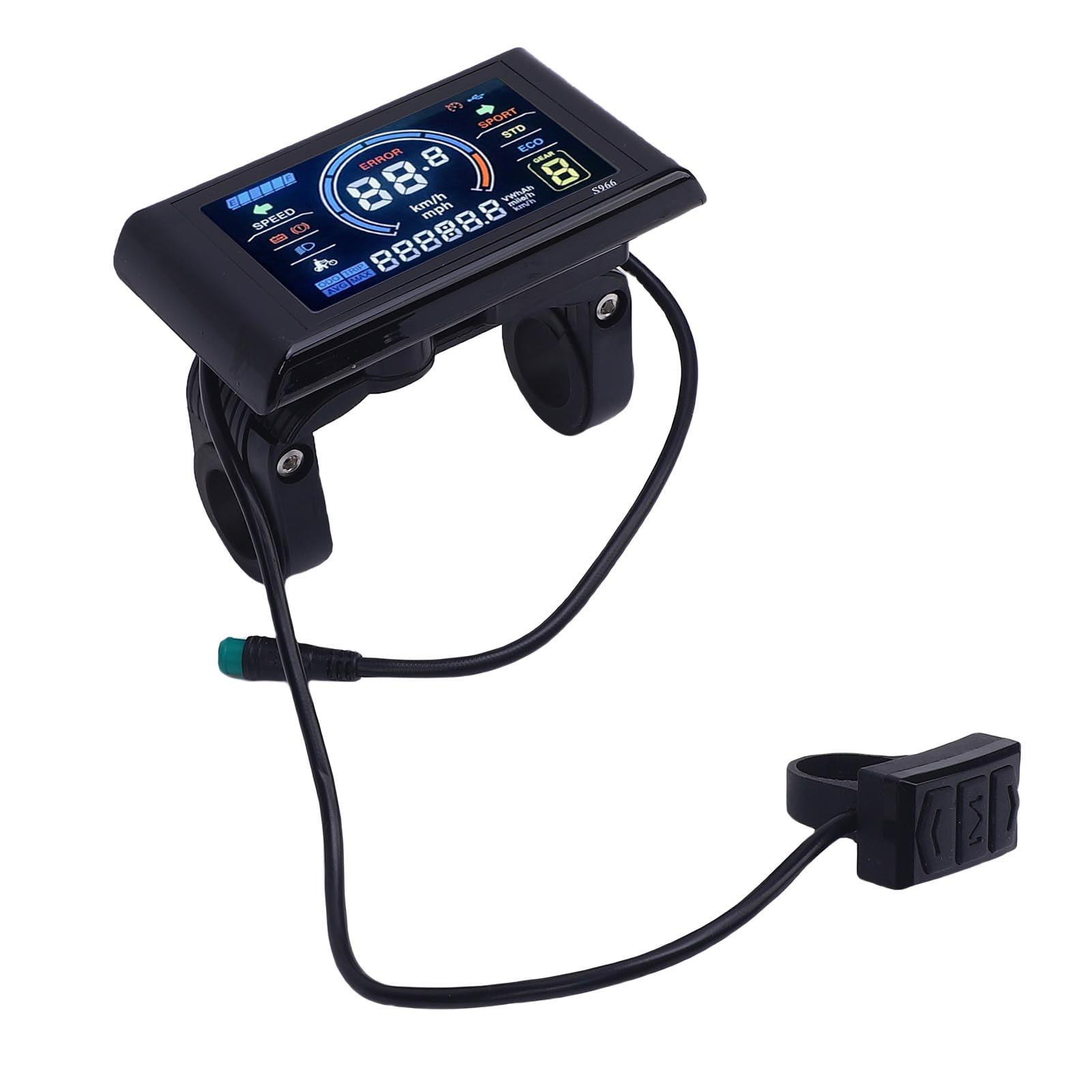 Electric Bike LCD Display, Colorful Cycling Computer Screen Meter Control Panel with NFC Function Waterproofing Connector