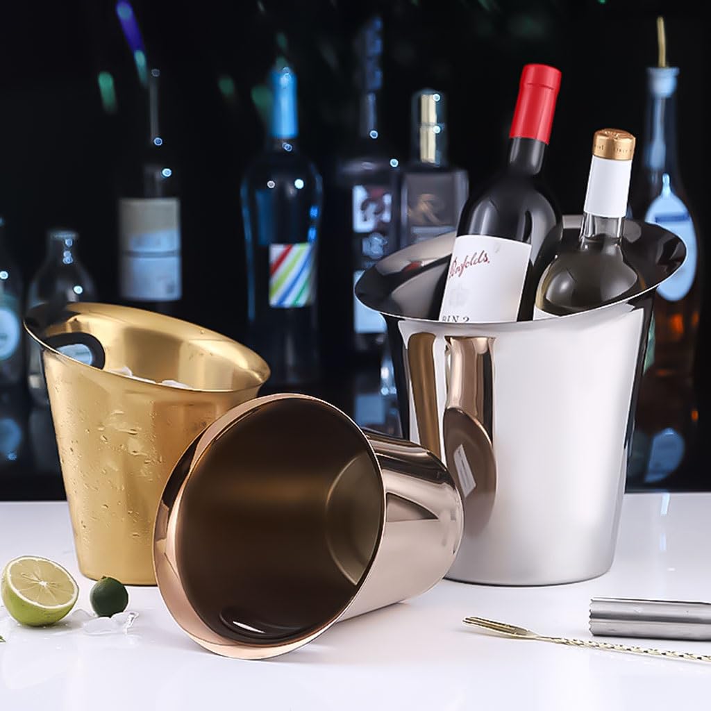 Secchio per birra portatile, per bevande, con specchio riflettente, mantiene cocktail, vino, birra, club, bar, matrimoni, porta ghiaccio (oro, 3 l)