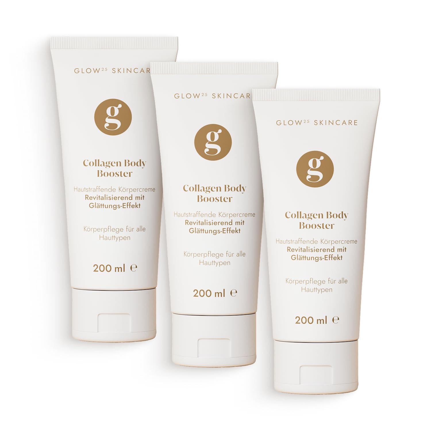 Glow25® Body Booster Creme [200 ml x 3] | Kollagen Creme | mit Hyaluronsäure und Capsaicin | Körper Lotion