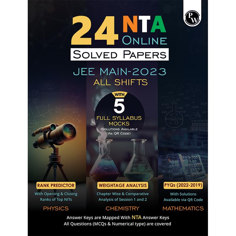 PW 24 Online JEE Main 2023 PYQs with Solutions All shifts of Session 1 & 2 with Detailed Weightage Analysis, Rank Predictor & Difficulty Rating | 5 Mock Tests | Physics, Chemistry & Mathematics