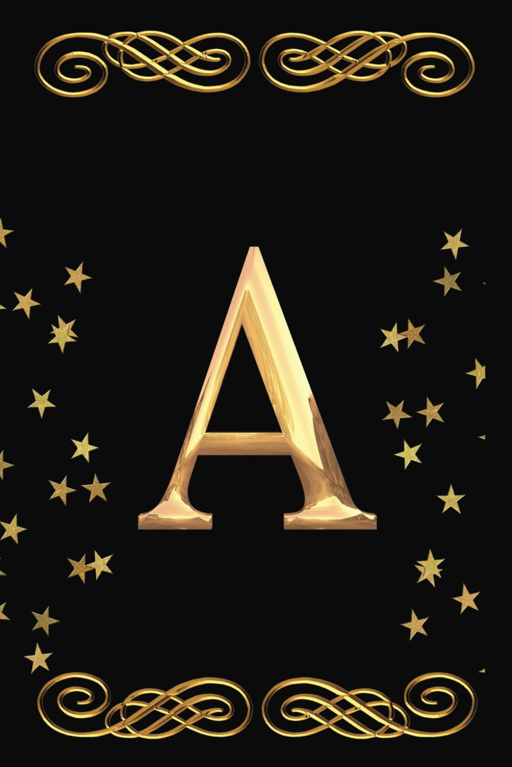 Letter A Initial Notebook for Women & Girls | Part of a Series with Personalized A-Z Monogram Initials Notebooks: Stylish Black Cover with Gold