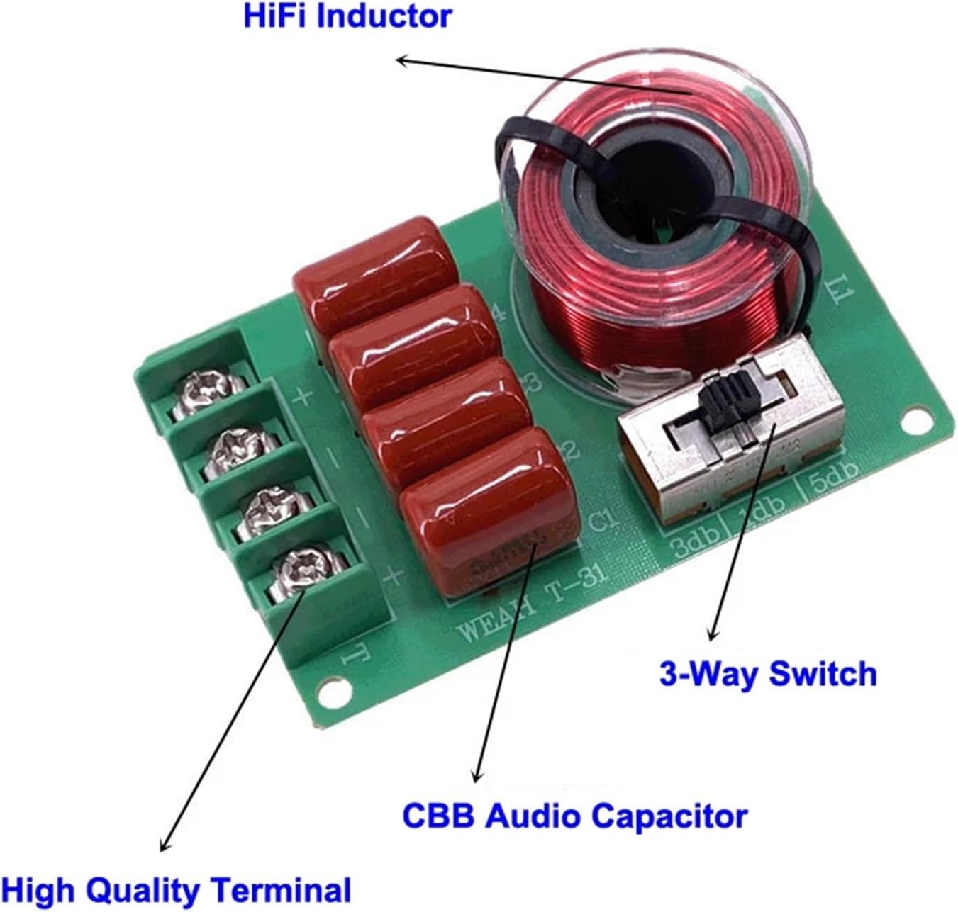 2PCS 1 Way 100W HiFi Treble Tweeter Frequency Divider Home Car Stereo DIY Audio Crossover Filters