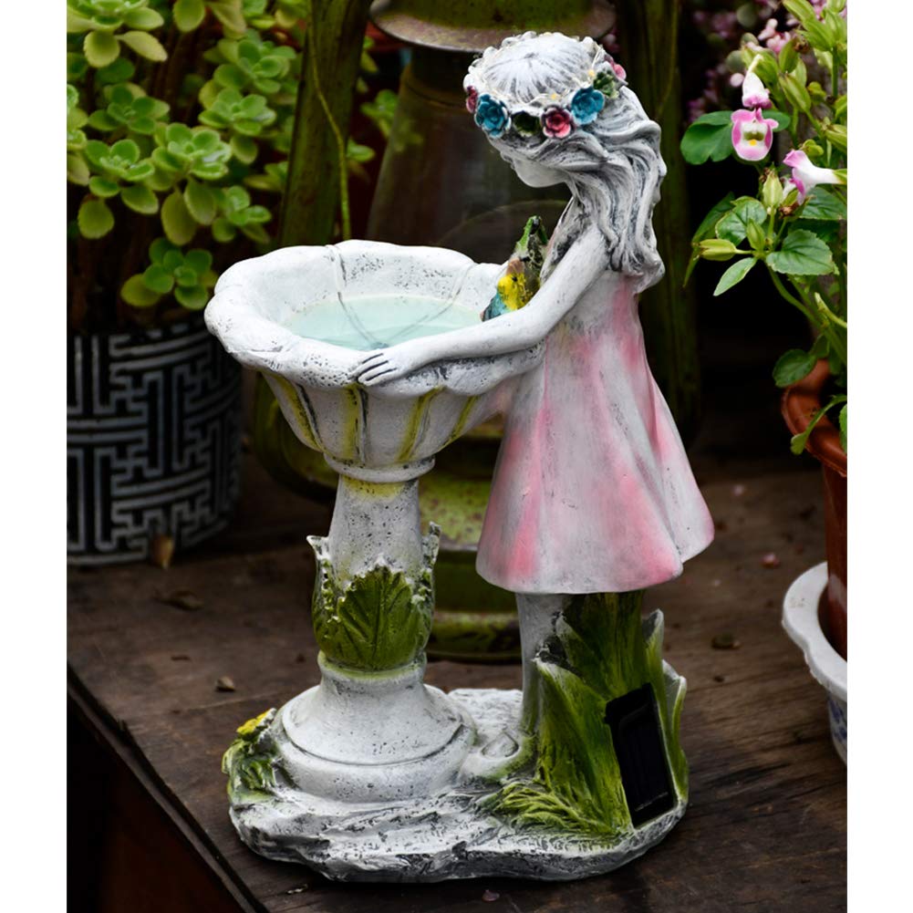 Fée Ornements De Jardin Résine Figurine, pour Pelouse Cour Déco Moderne Statues De Jardin avec Lampe Solaire,Intérieur Exterieur Decoration Art Jardin Sculpture-A Grande