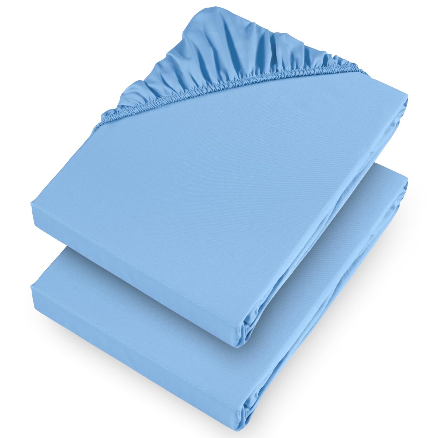 Aspire Homeware King Size Fitted Sheets 2 Pack 25 Cm Deep Pocket 10 Inch Sky Blue Bed Sheets - Soft & Breathable Fitted Bedsheet Brushed Microfiber Shrinkage and Fade Resistant Bottom Sheet — image 1