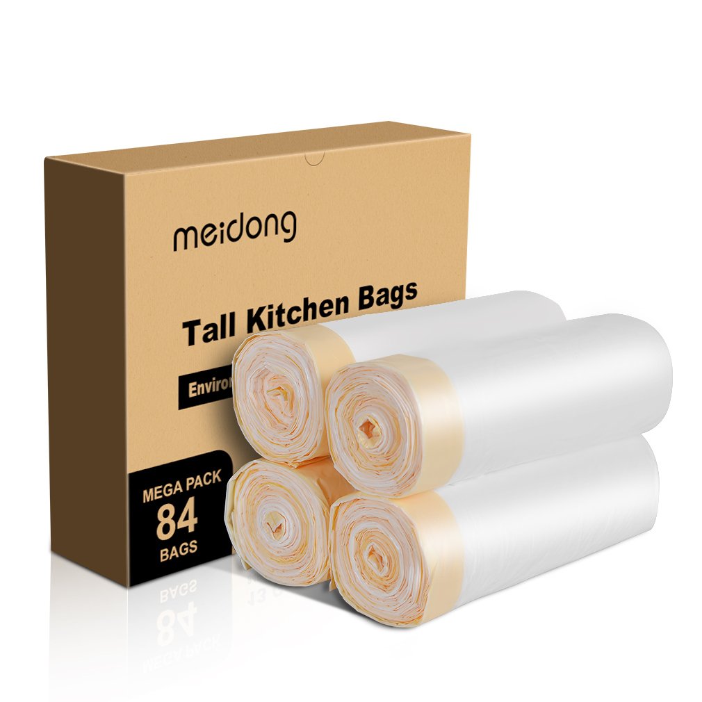 Meidong Trash Bags 13 Gallon Garbage Bags Tall Kitchen Large Unscented Drawstring Strong for Trash Can Garbage Bin(84 bags 61cm X 70cm 0.79min )