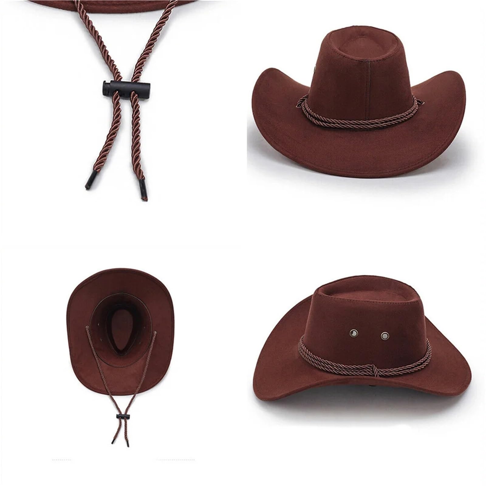 Cappello da Cowboy Berretti da Cowboy for Uomo Cappello da Donna in Ecopelle Cappello da Sole con Tesa Selvaggia per Adulti Cosplay All'Aperto(Pink)