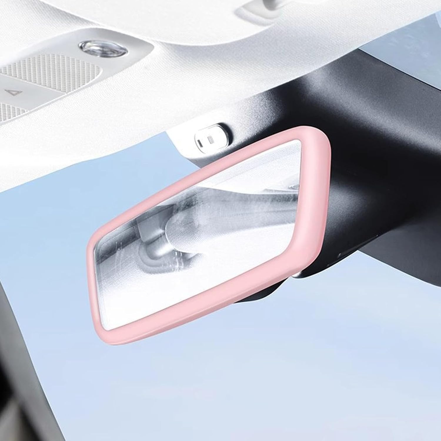 Car Rear View Mirror Protector Frame, Silicone Auto Rear View Mirror Edge Protective Cover Compatible with Model 3 Model Y, Universal Car Interior Decoration Accessories (Red)