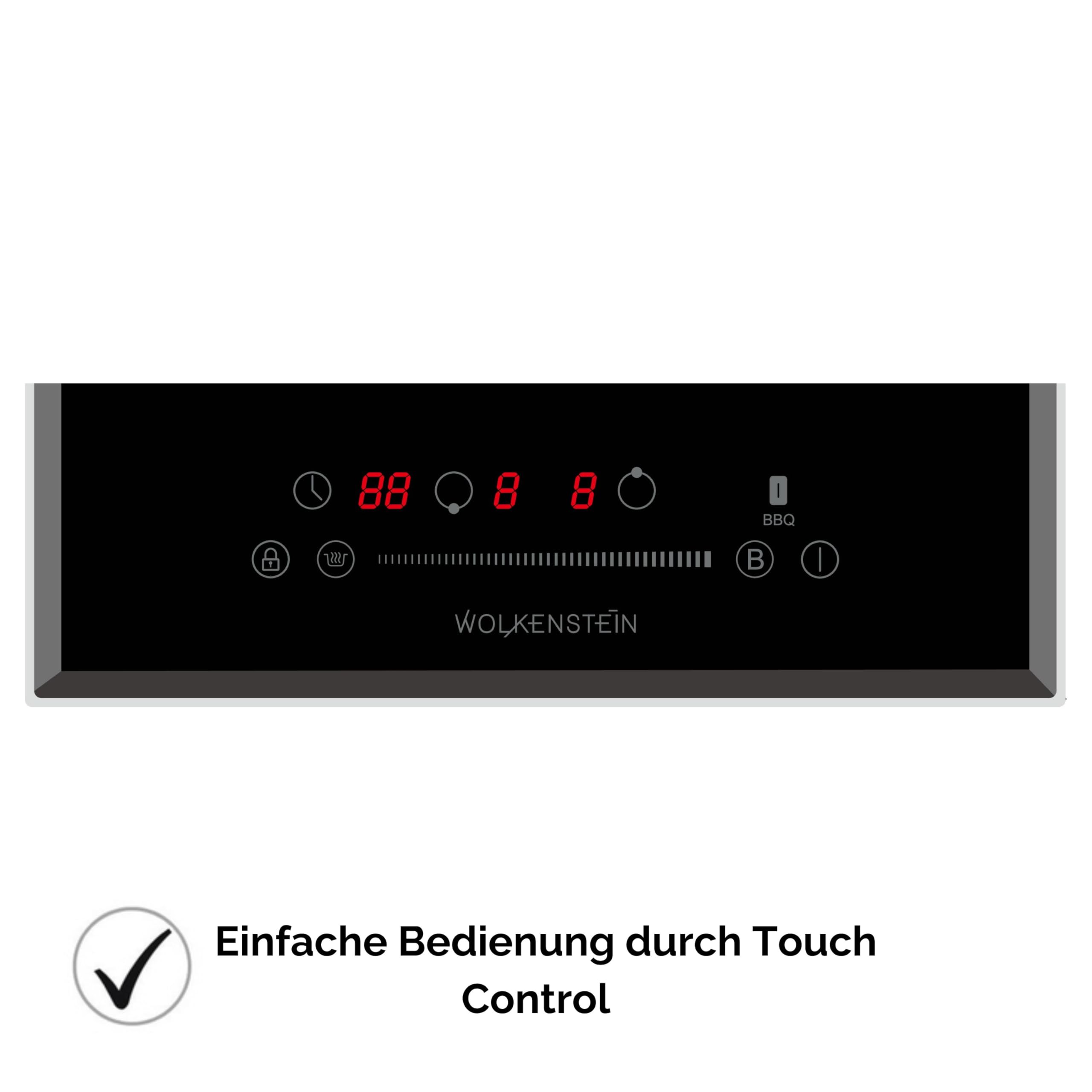 Wolkenstein WIF2-FZF Induktionskochfeld | 28,8 cm Breite | Kindersicherung | Doppel-Flexzone | Booster | Timer | Touch Control