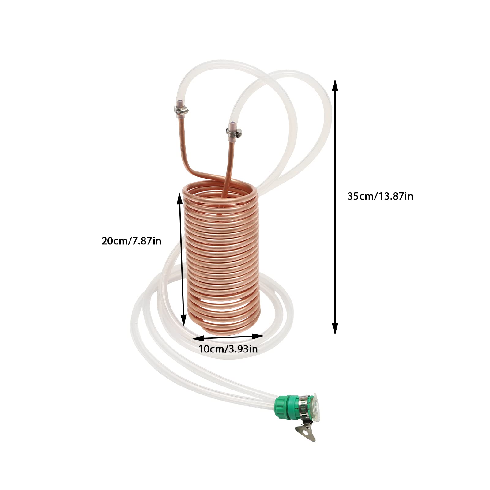 Copper Immersion Wort Chiller, Cooling Coil Pipe for Home Beer Brewing with Hose Fitting