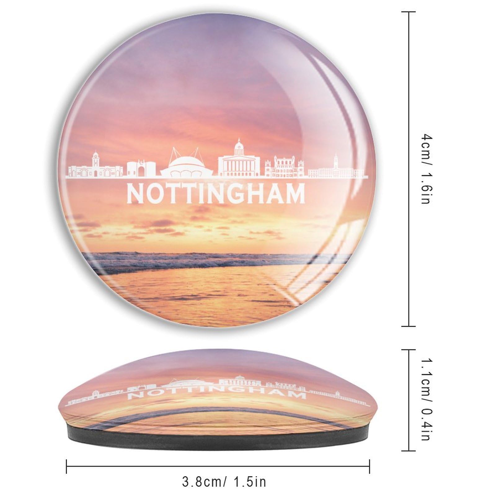Imanes de cristal para refrigerador, diseño de horizonte de Nottingham, imanes pequeños, imanes divertidos de ciudad nueva, regalo de viaje, nevera, pizarra, gabinete, oficina, cocina,