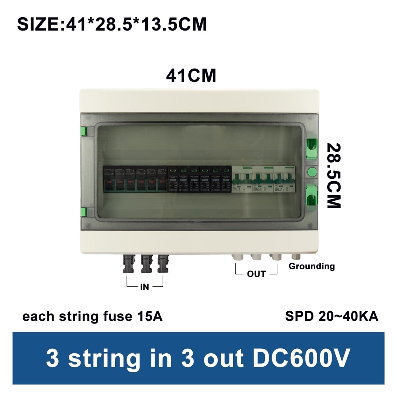 RWRAPS Esterno Impermeabile 3 String 3 Ingresso 3 Uscita 600 V Interruttore di Isolamento IP65 PV Protezione Contro Le Sovratensioni Solari Contro I Fulmini DC Combinatore Box
