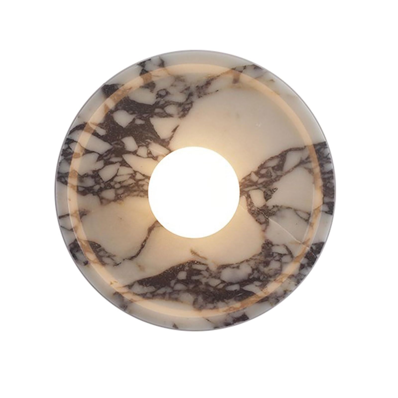 KHUKHU Natural Marble Wall Sconce, Modern Round Stone Wall Lamp with Glass Globe, G4 LED Vanity Light Fixture for Bedroom, Living Room, Hallway & Staircase, Warm Light(9.8in)