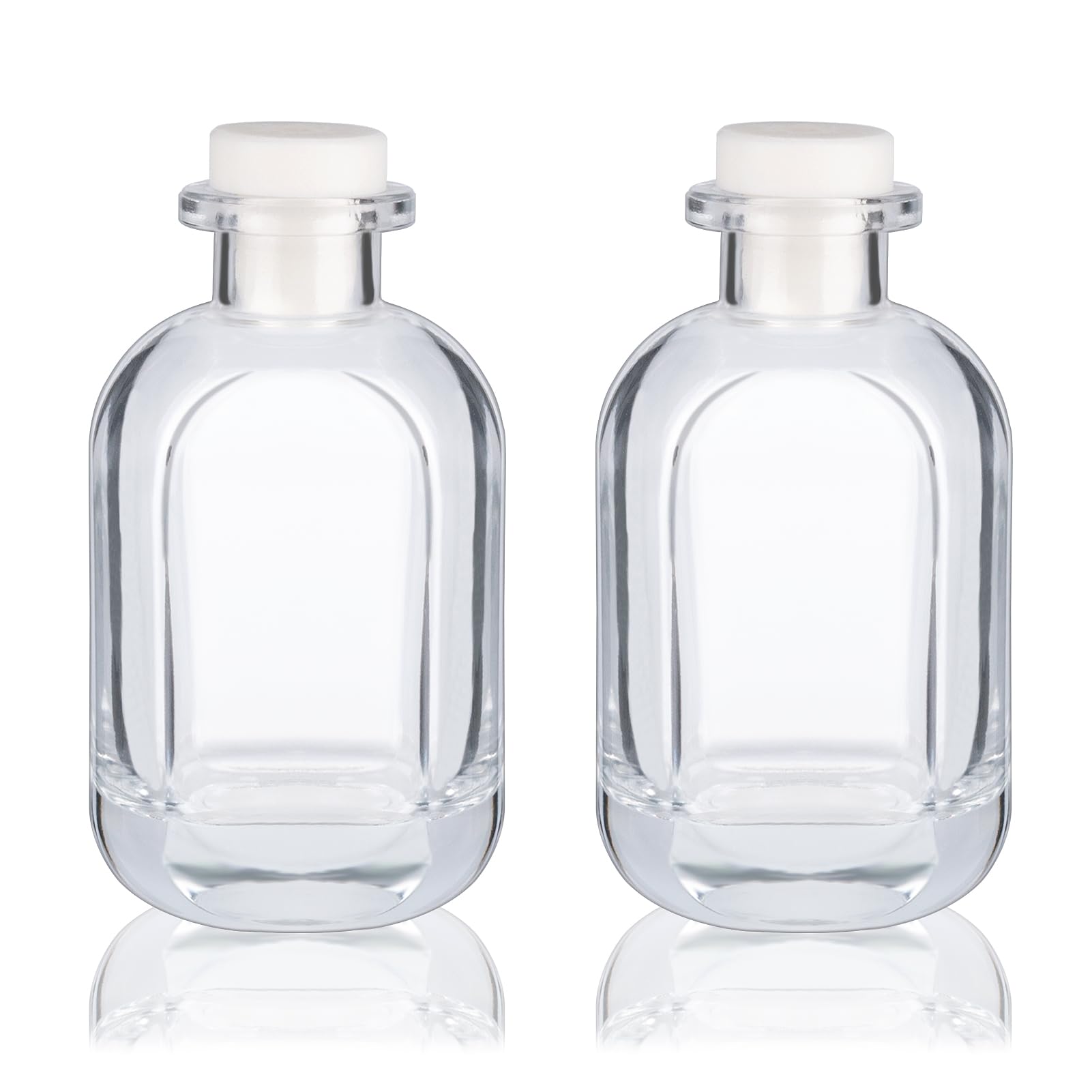 Wowang Glass Diffuser Bottles 2 Pack 5oz/150ml Reed Diffuser Sticks Refillable Aromatherapy Storage Container (Clear)