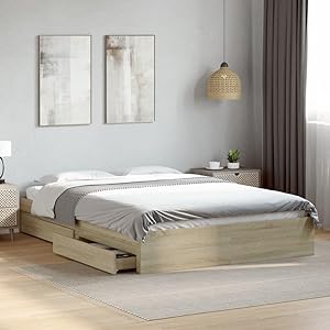 vidaXL Cama con cajones Madera ingeniería Roble Sonoma 160x200 cm, armazón de Cama, Cama, Base de Cama, armazones de Cama, Cama Doble
