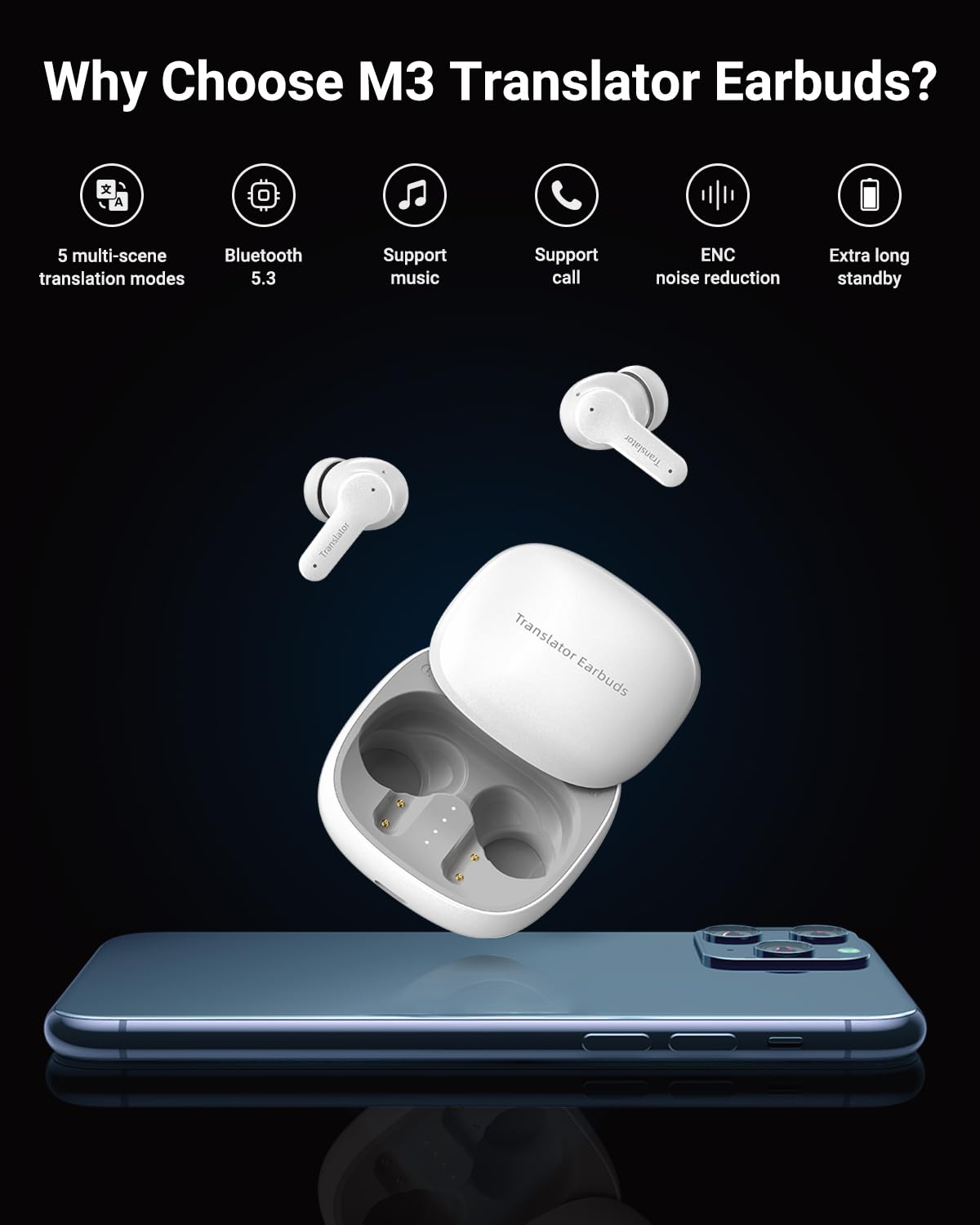 XUPURTLK Real Time Translation Earbuds 144 Languages - Dettaglio