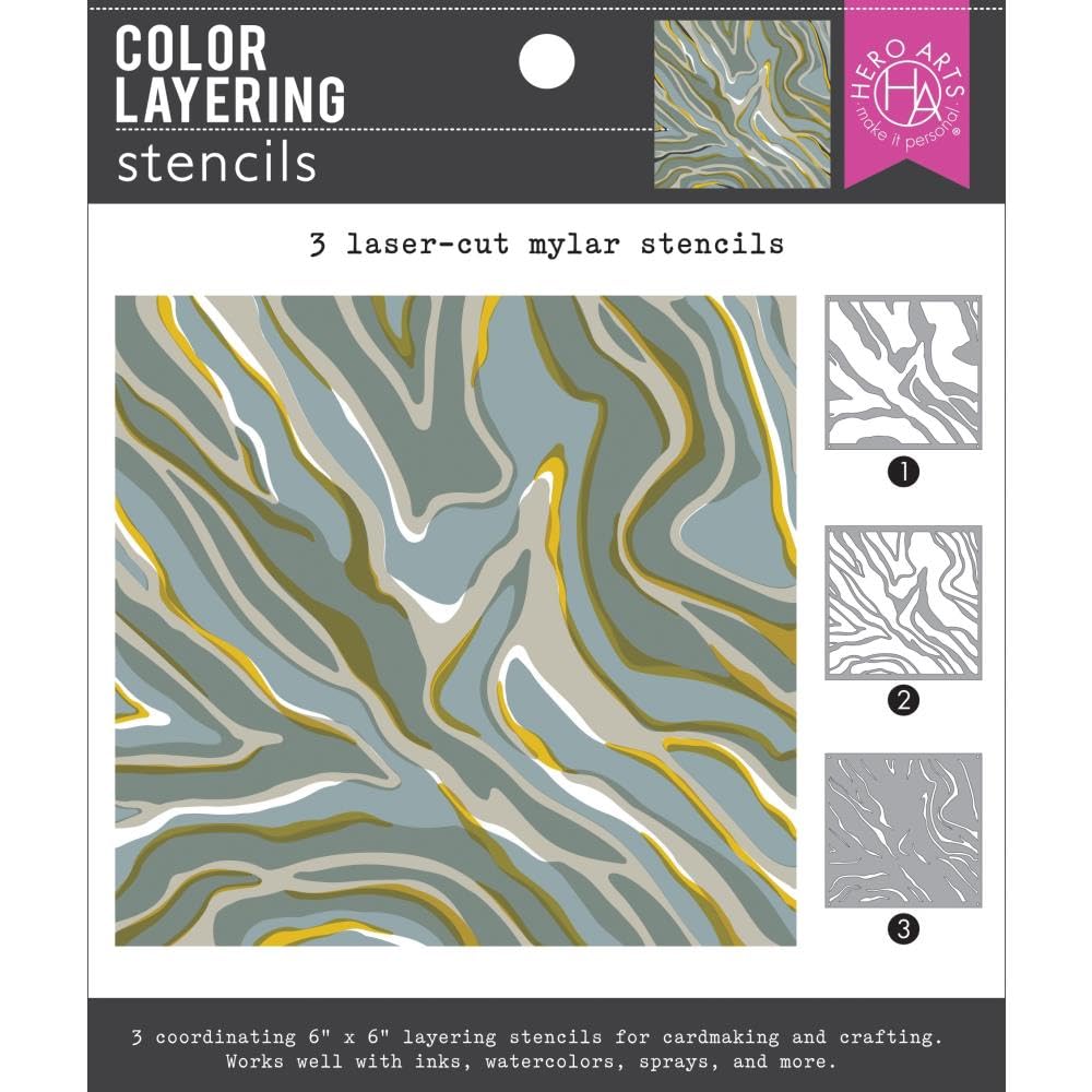 Hero Arts Clear Sa265 Color Layering Marbling Stencils