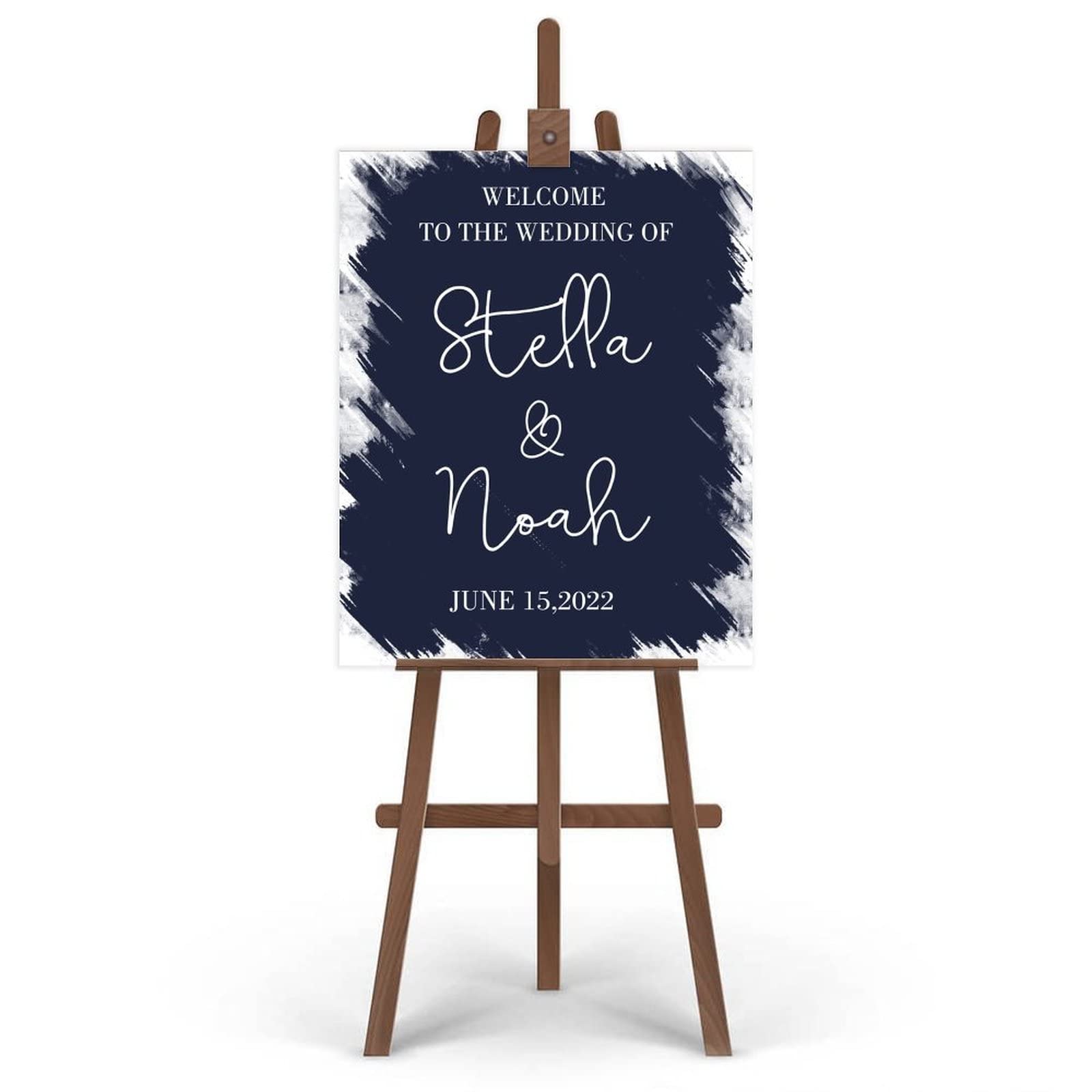 Niestandardowy znak 'Welcome to The Wedding of Sign' personalizowany z Twoimi imionami i datami, minimalistyczny znak powitalny ślubny znak powitalny na ślub zaręczyny dekoracja ślubna prezenty na parapetówkę 50 cm x 76 cm
