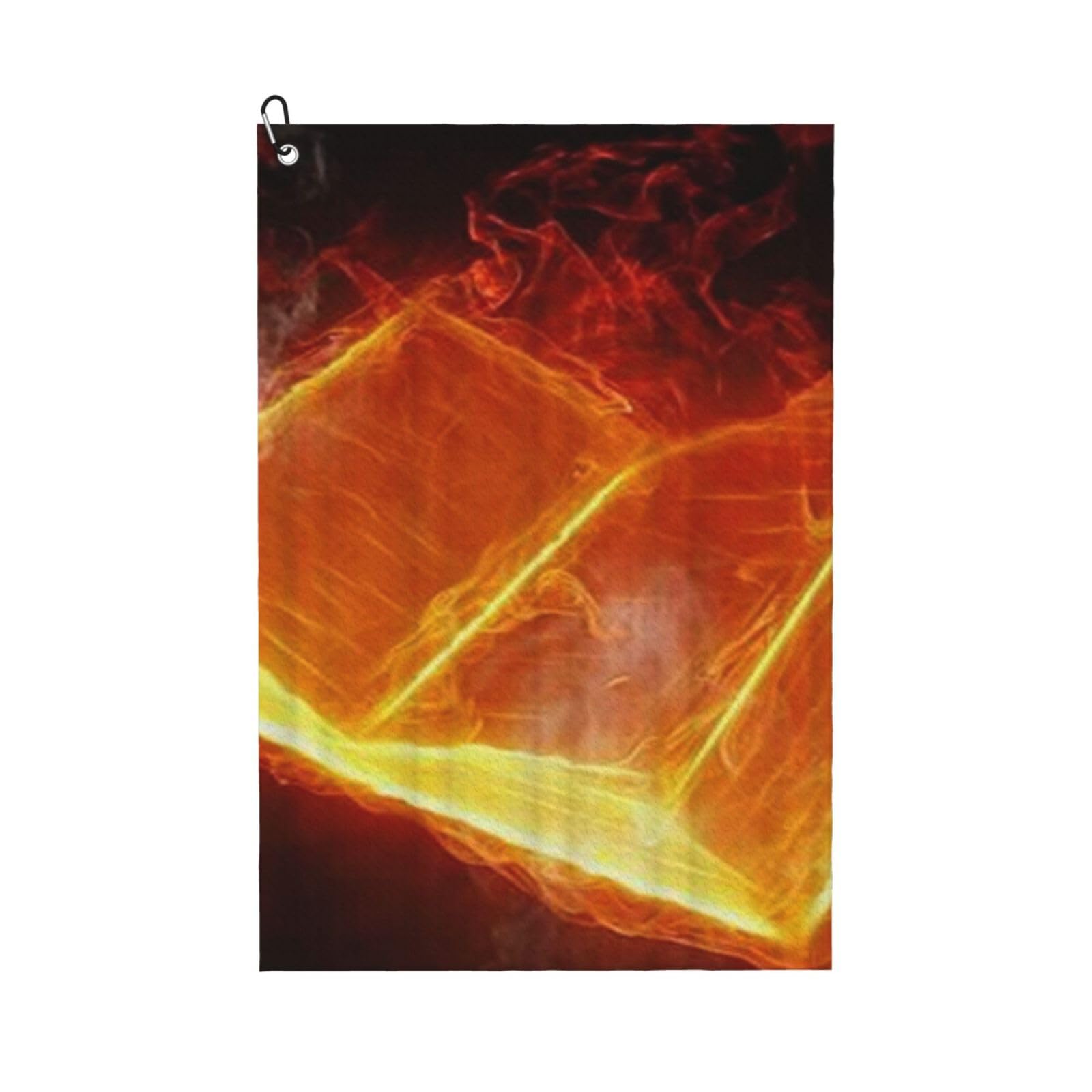 Oudrspo Burning Book in FireWorld Black Mystery Microfiber Golf Towel with Carabiner Clip, 16x24 Inch Absorbent Waffle Weave Towel for Golf Bags