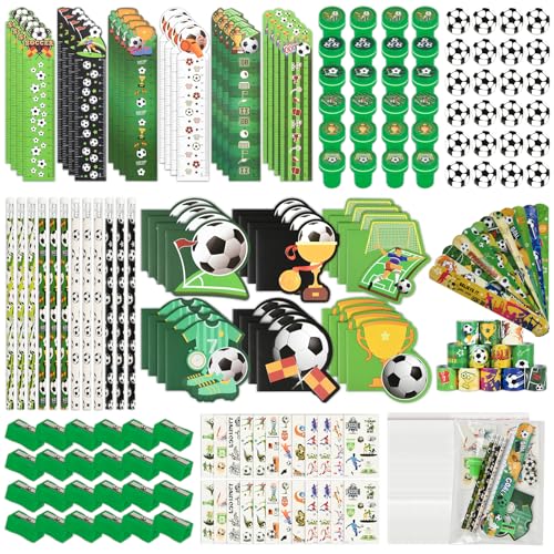 216Pcs Soccer Stationery soccer Theme Gifts Birthday Supplies Team Gift Goodie Bags Stuffer Pencils Rulers Classroom games Rewards School Office Supplies（soccer）