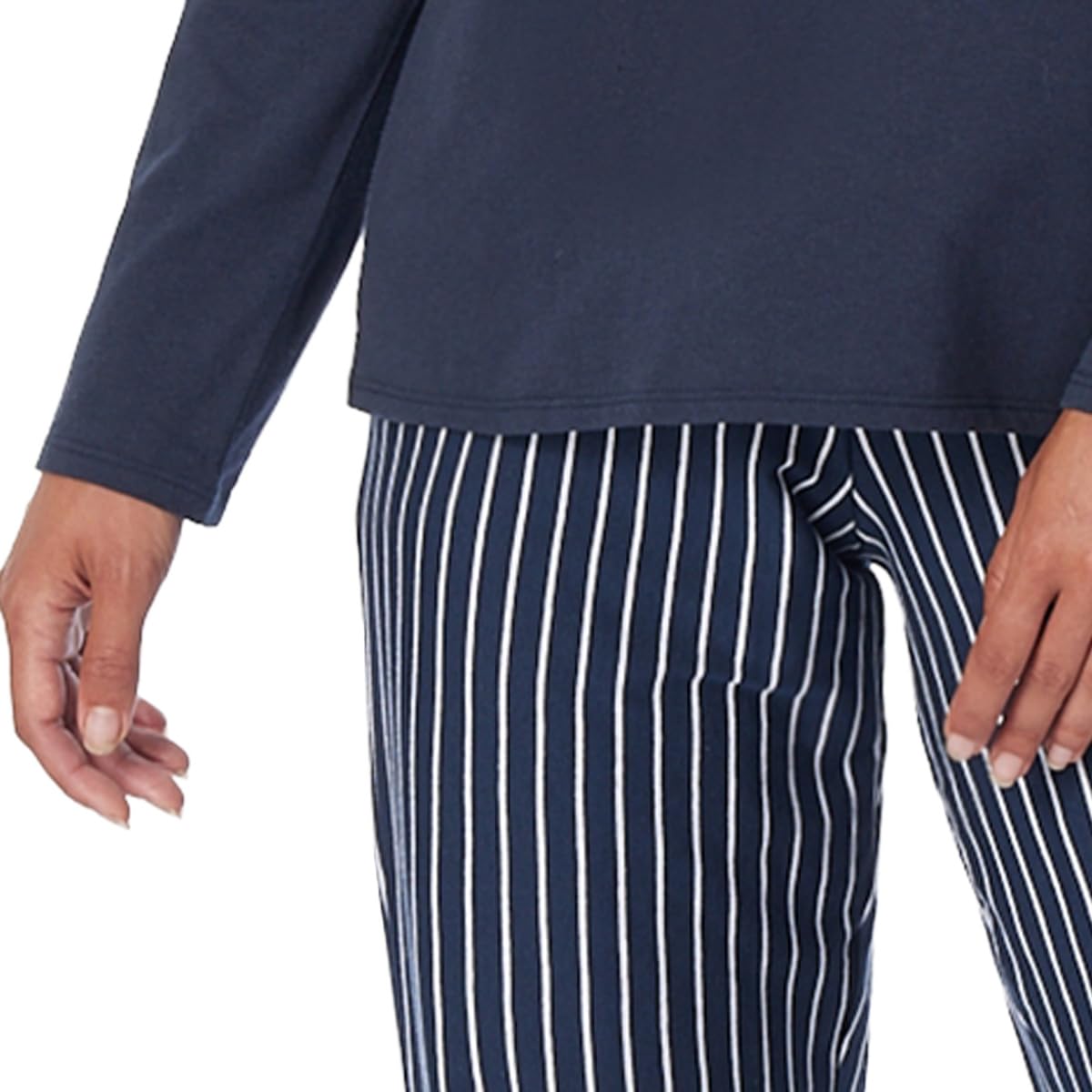 Uncover by Schiesser Damen Schlafanzug Set Shirt langarm mit langer Schlafhose - Nachtwäsche