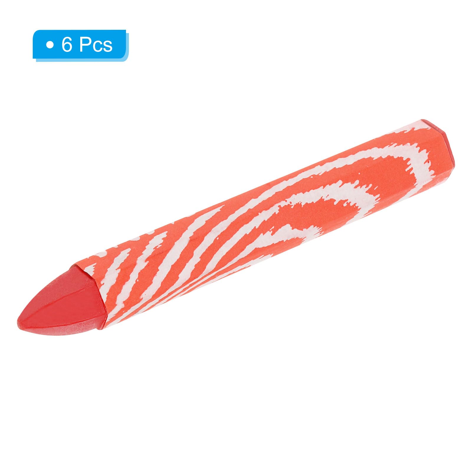 PATIKIL Lumber Marking Crayons, 6 Pack 4"x0.55" Hex Wax Tire Marker Crayons Red - Image 3