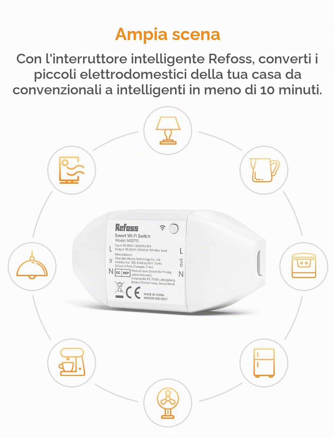 Refoss L'interruttore WiFi Funziona con Apple HomeKit, Interruttore Intelligente Universale per Siri, Alexa, Google Home, Telecomando, Controllo Vocale, 2500 W, 2 Pezzo