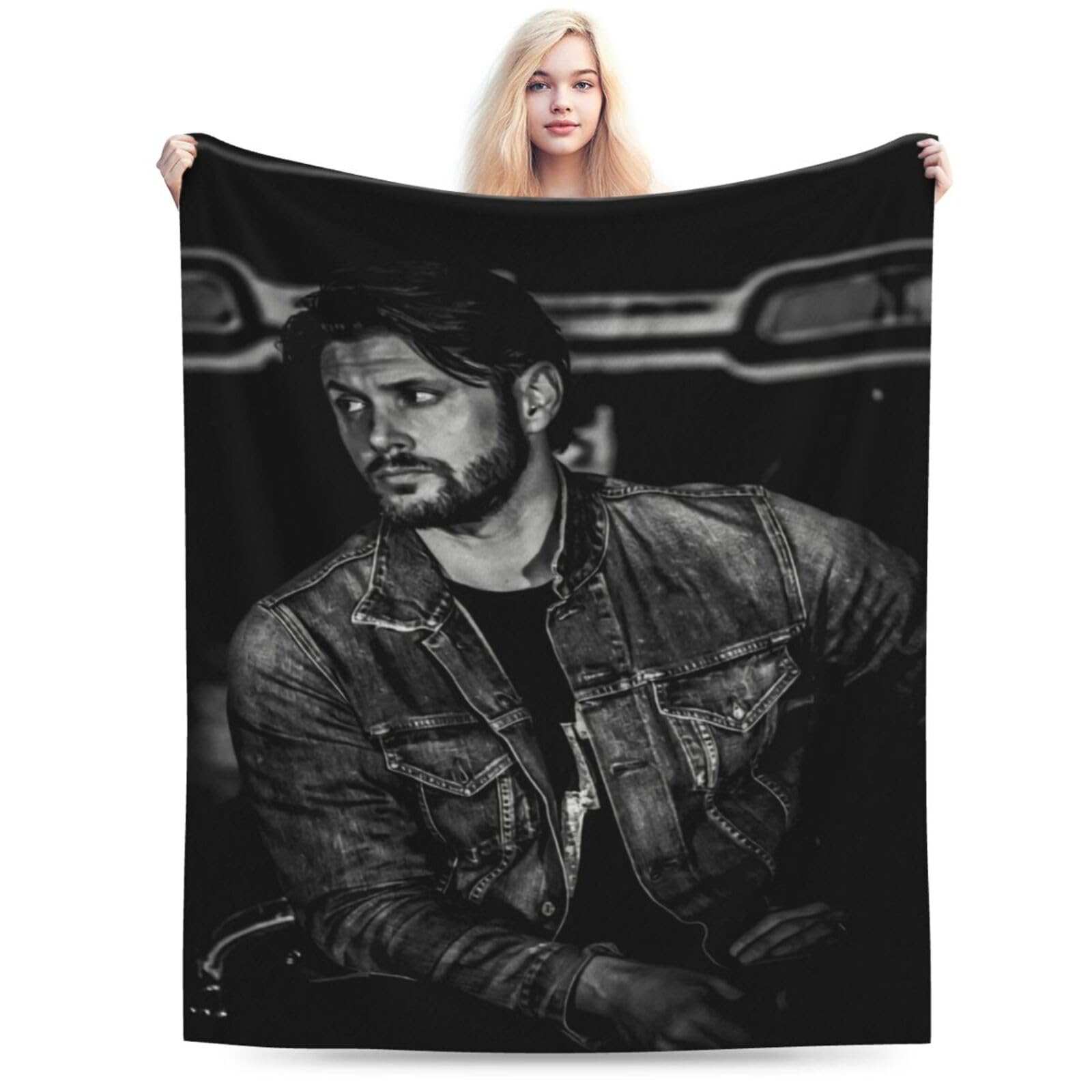 Jensen Ackles Blanket Flannel Fleece Decoration Throw Blankets Warm Blankets for Sofa Bed Outdoor 40"X30"