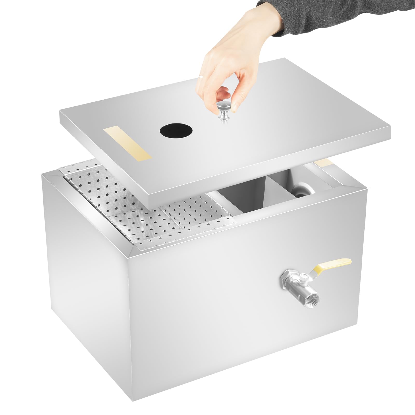 trappole per grasso sotto il lavandino, separatore grasso in acciaio inox, separatore filtro olio per ristoranti, catene fast food, mense pubbliche e cucine familiari, 35 x 25 x 23 cm