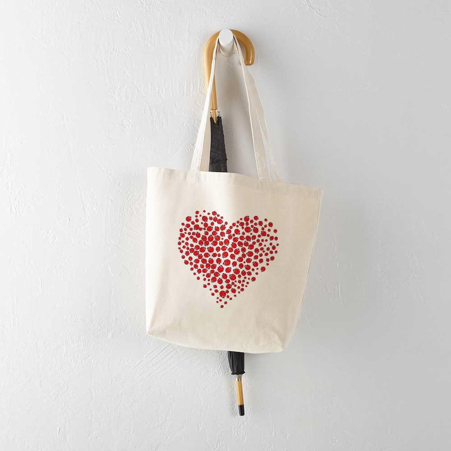 CafePress Heart Of Ladybugs Tote Bag Reusable Natural Beige Canvas Shopping Bag