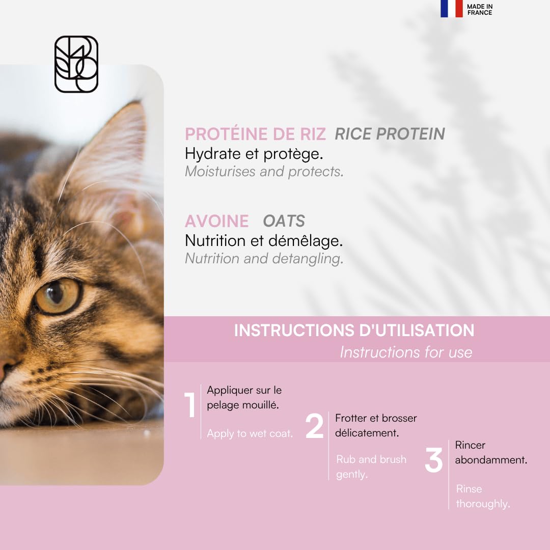 Biogance - Démêlant Xtra Liss - 250 ML - Produit de Soin et d'hygiène pour Chat - A Base de protéine de Riz - Convient aux Chats à Poils Longs - Made in France