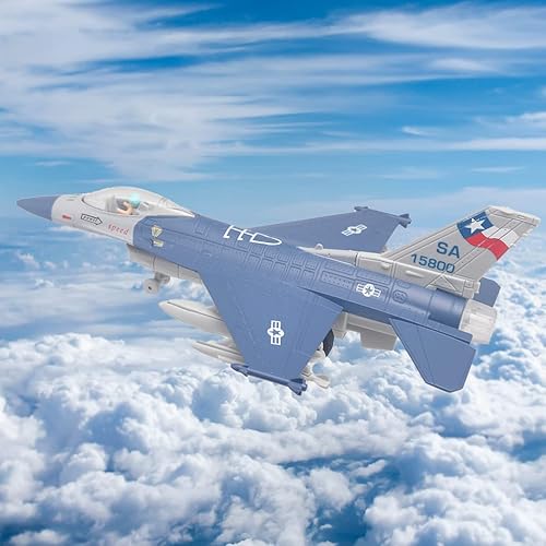 Miniatura 2 de Ailejia Diecast F 16 Fighting Falcon, modelo de avión de avión, ejército, juguetes de la Fuerza Aérea del Ejército, avión militar, tirar hacia atrás