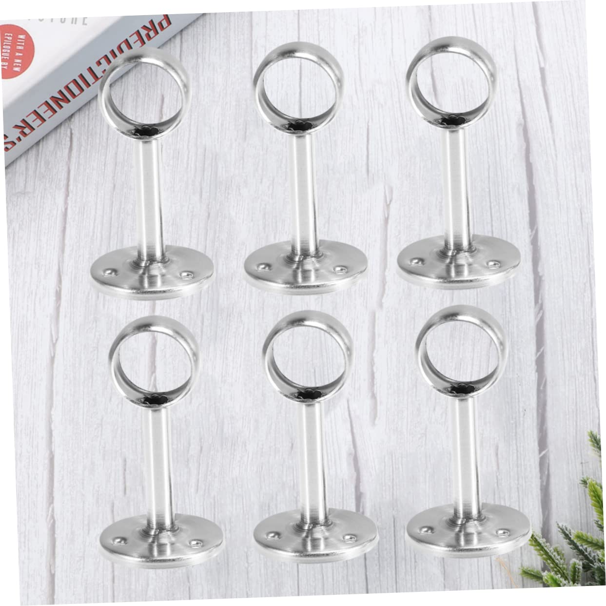 SOLUSTRE 6Pcs Heavy Duty Stainless Steel Wardrobe Rod Bracket Support for Closet Easy to Install Closet Tube Holder Secure Wall Mount for Hanging Clothes and Garments