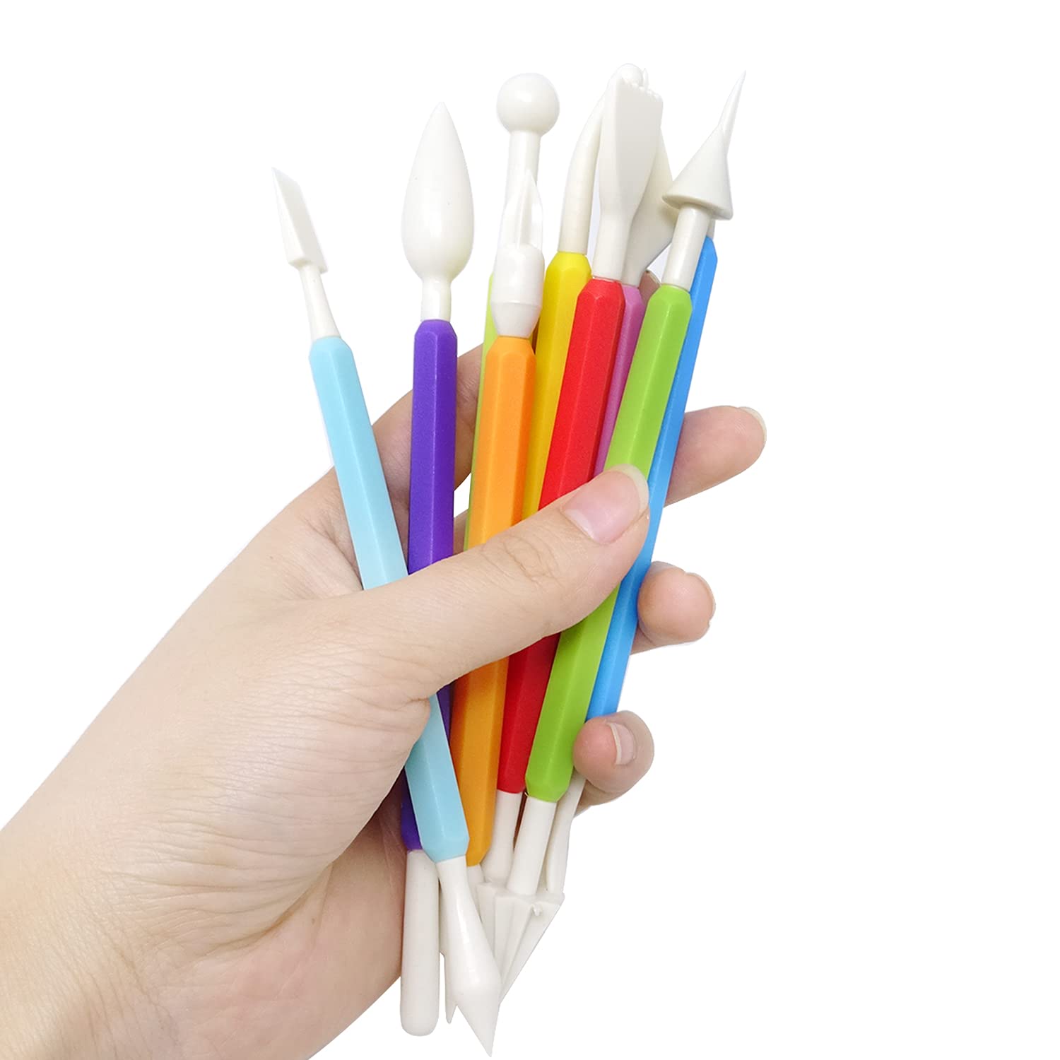 Honbay 9PCS Plastic Fondant Sculpture Pen Knife Tools Cake Decorating Hand Tools Pottery Sculpting Modeling Tools for Cake Flower Sculpture Pottery - Image 6