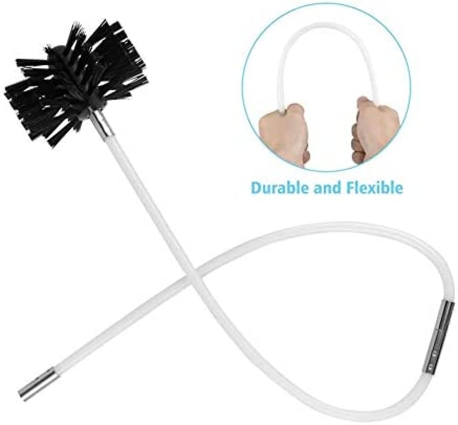 Kit sistema di pulizia camino rotante, kit spazzacamino, aste flessibili 9/18 da 410 mm, aste spazzacamino facile collegamento spazzola per camino per pulizia canna fumaria conduttura di drenaggio d