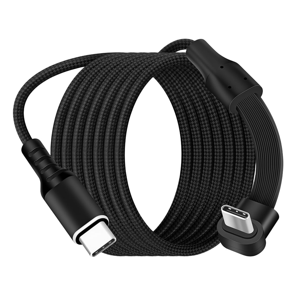 verilux® 6.6ft right angle c type charger cable, pd 60w type c cable fast charging, 480mbps data cable c type fast charging, nylon braided usb c cable for iphone 17/16/15 series, galaxy s26/s25/s24
