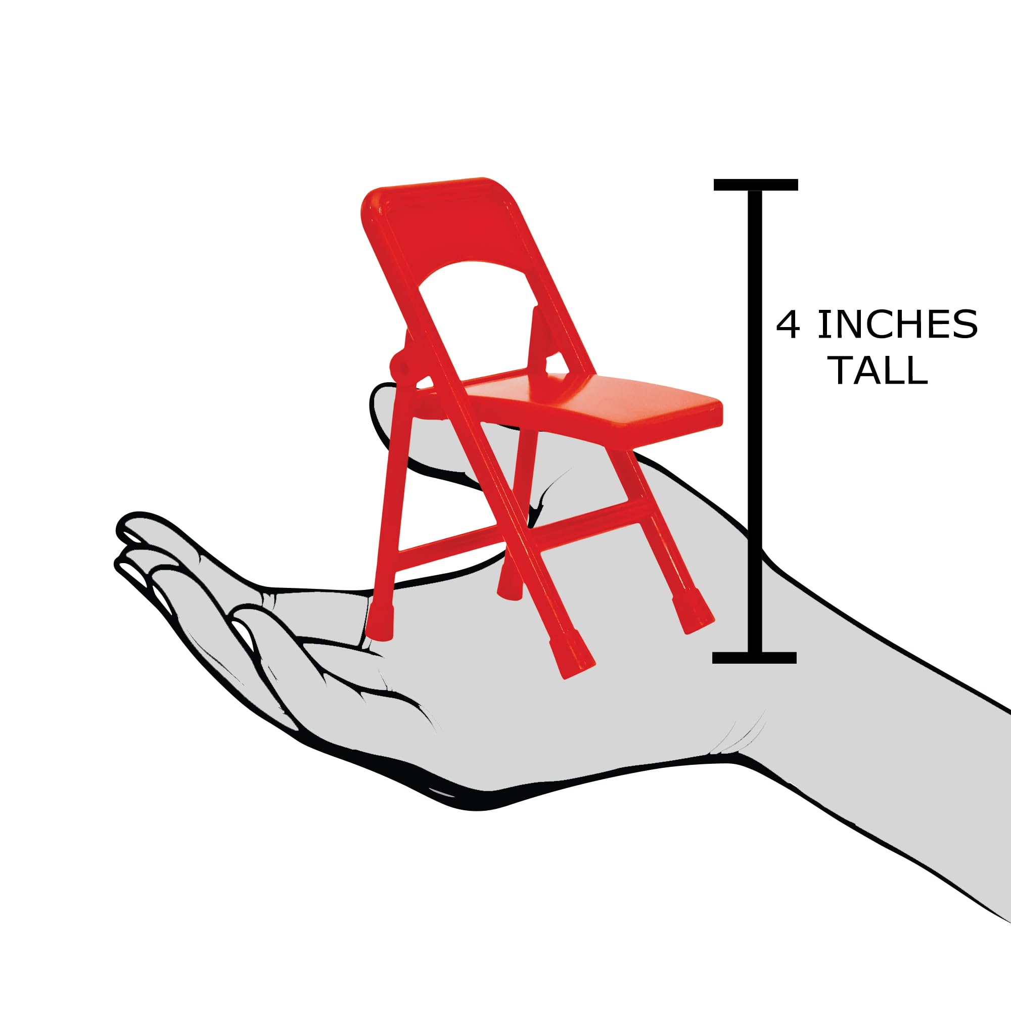 Set of 3 Red Folding Chairs for Wrestling Action Figures