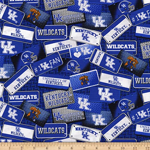 Sykel Enterprises NCAA Kentucky Wildcats License Plate Cotton Fabric, Multi Yard