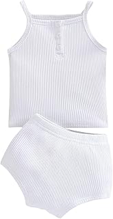 Chaleco sin mangas con tirantes delgados, botones delanteros, camiseta corta de punto acanalado, corte ajustado, básico, color liso, tops y pantalones cortos leopardo bebé