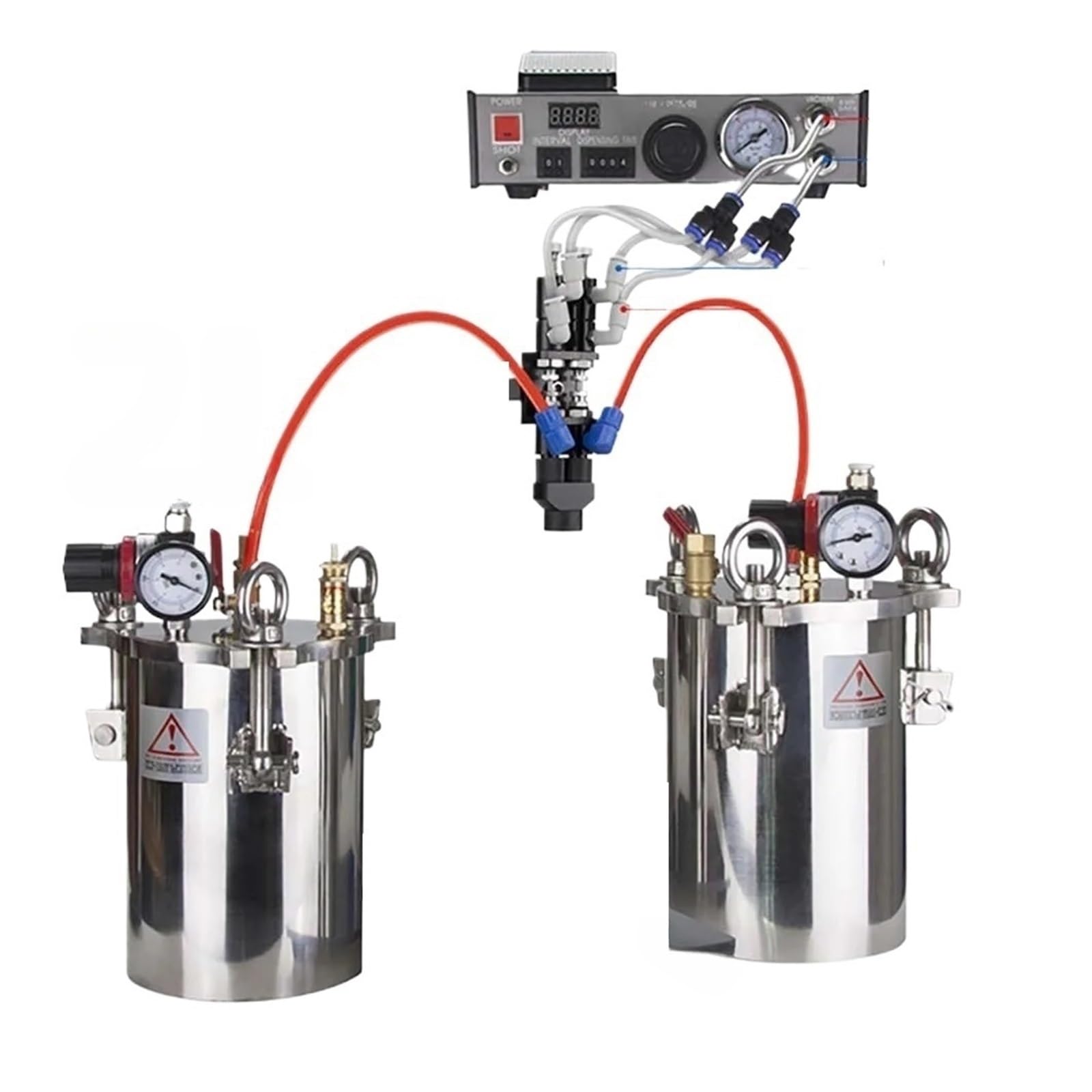 Stainless Steel Pressure Tank with Side Outlet 2L halbautomatischer Klebstoffspender for Epoxidharz AB Mischen von Doming-Flüssigkleber Zwei-Flüssigkeits-Dosiermaschinenausrüstung(220V)