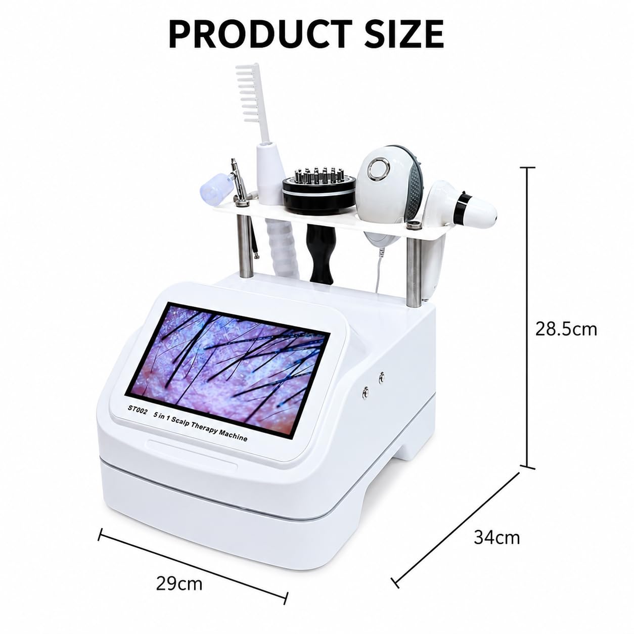Analizador de cabello y cuero cabelludo 5 en 1, máquina de diagnóstico de piel con masajeador de cuero cabelludo y detector de folículos pilosos para uso doméstico y de salón