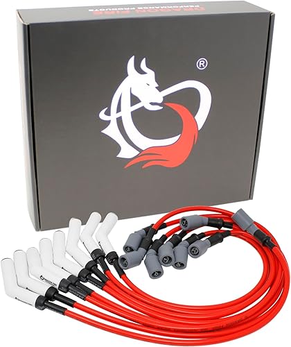 DRAGON FIRE PERFORMANCE Juego de cables de bujía de cerámica de alta temperatura de 0.315 in de bajo ohmio compatible con motores Mercruiser 496