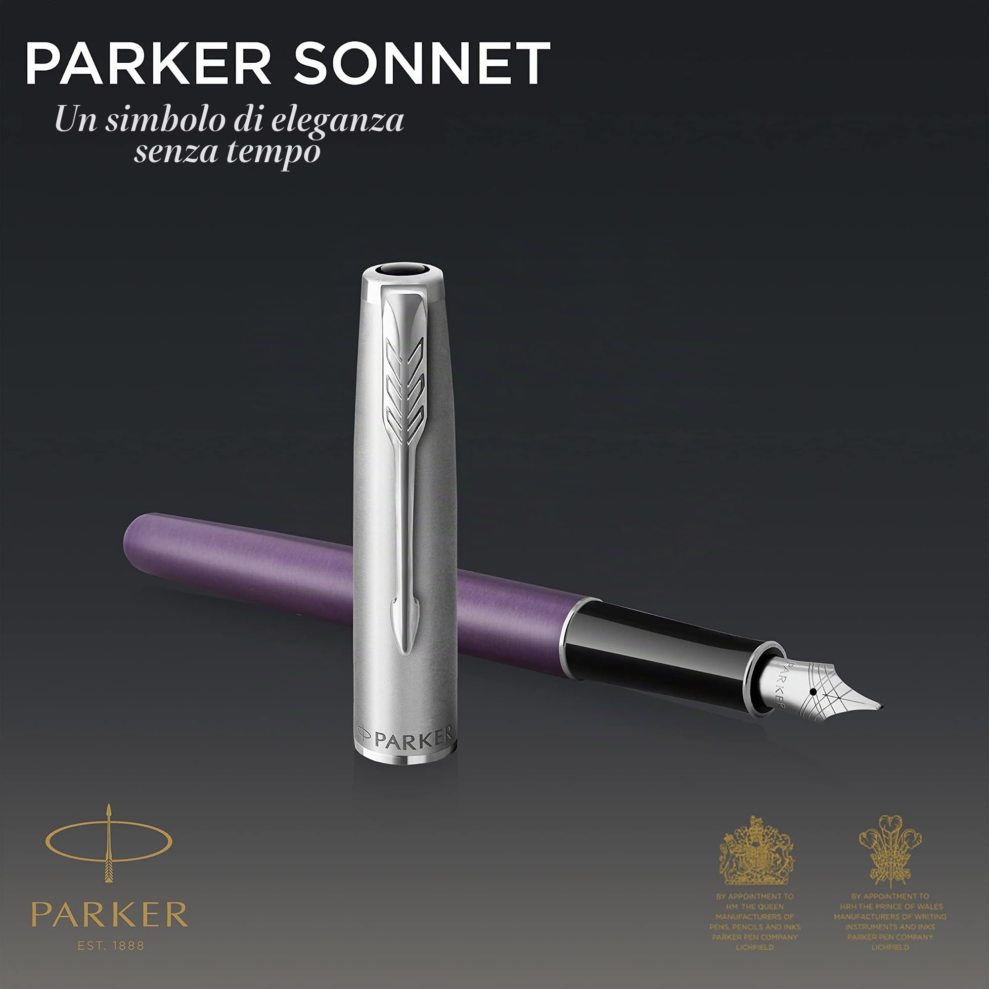 Parker Sonnet Essentiel - Penna stilografica, viola, penna media, inchiostro nero, confezione regalo