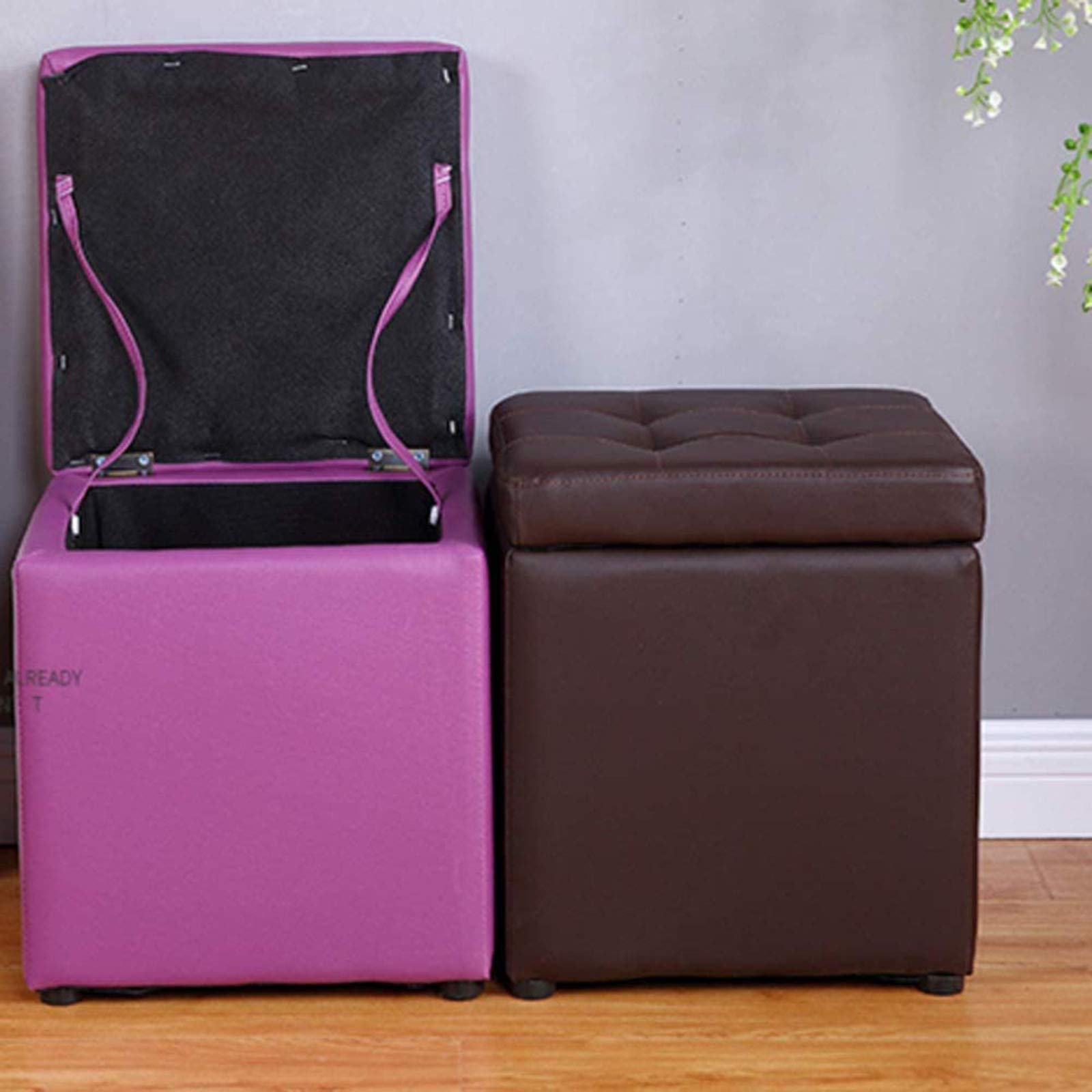 Pouf Poggiapiedi Pouf Pouf Sedile con Contenitore, Pouf Quadrato Pouf, Poggiapiedi Portatile - per Soggiorno Camera da Letto Piccolo Spazio 30x30x35 cm (12x12x14 Pollici) Pouf (col