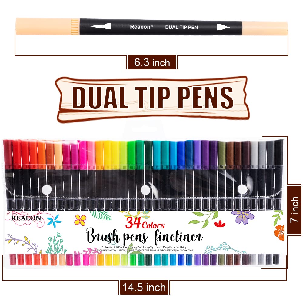 Coloring Markers Pen, Dual Brush Tip Marker for Adult Coloring, 34