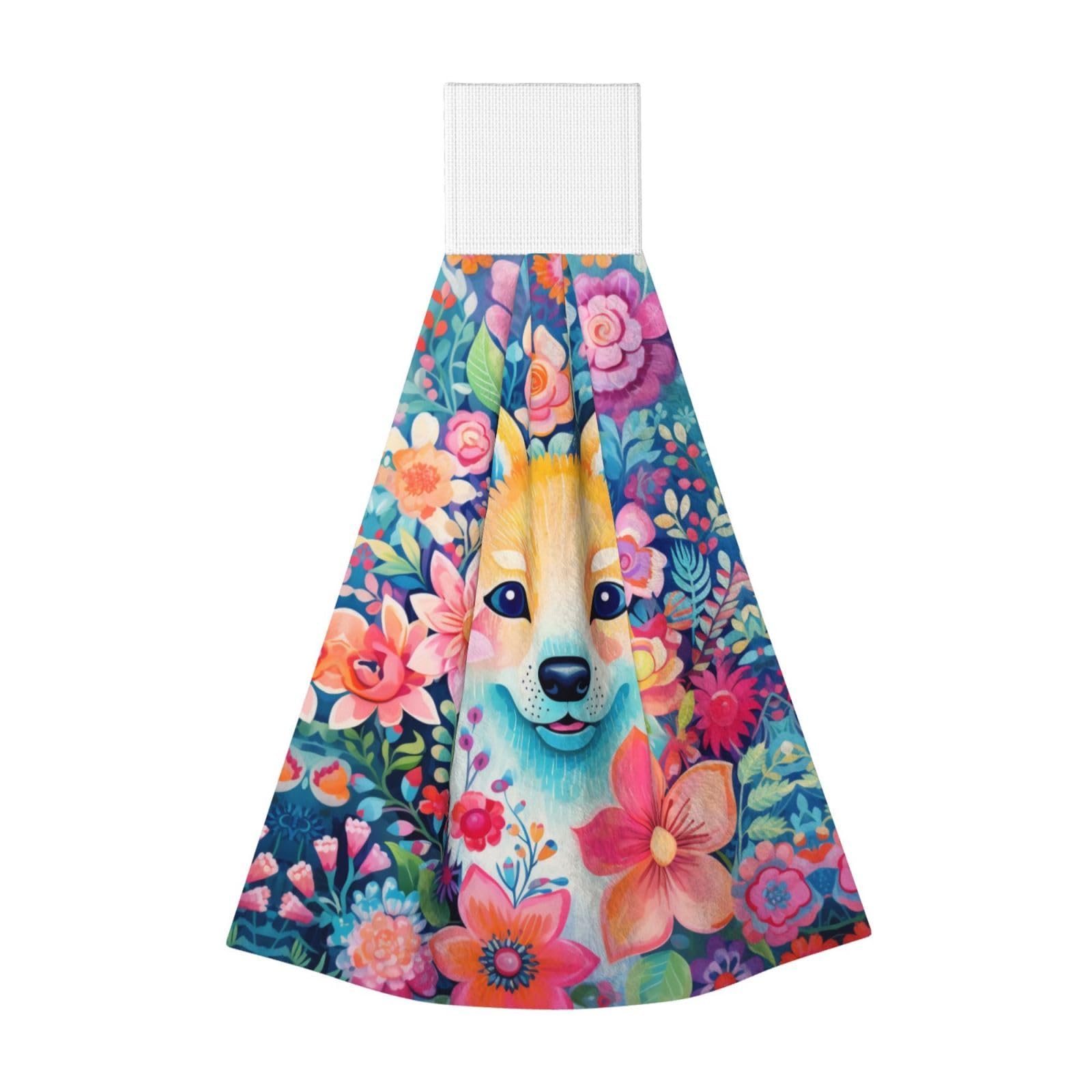 ZQYTGFDC Fox surrounded by flowers Highly Absorbent Dish Towels Soft Coral Fleece Wipe