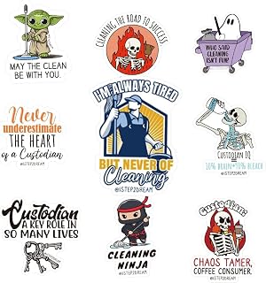 Magictodoor Custodial Workers Day Gift Stickers - Vinyl Decals for Scrapbook, Phone, Laptop - Funny Custodian Appreciation Decor with Inspirational Quotes