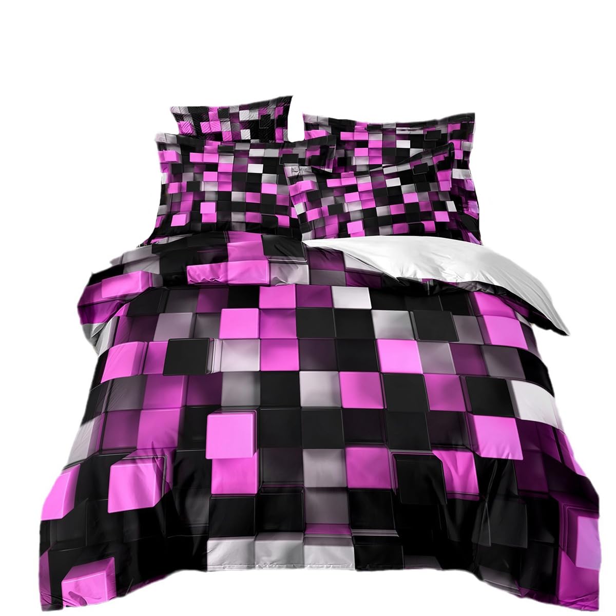 Parure de lit confortable 220x240 avec housse de couette microfibre et taies d'oreiller lavables