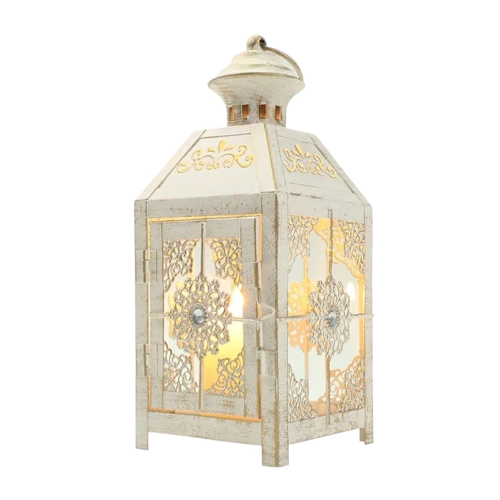 Metal Candle Holder Creative Candle Holder Wrought Iron Glass Wind Light Hanging Lantern for Home Yard Garden Wedding Party Decor